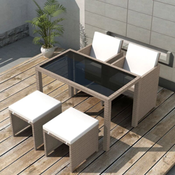 Set da Pranzo da Giardino 5 pz con Cuscini in Polyrattan Beige - Beige - Youthup en oferta