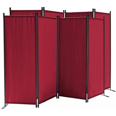 2 Pezzi Paravento da Giardino 220 x 165 cm 4 parti pieghevole Divisorio in Tessuto Protezione della Privacy Rosso Rubino