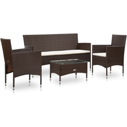Set Divani da Giardino 4 pz con Cuscini in Polyrattan Marrone precio