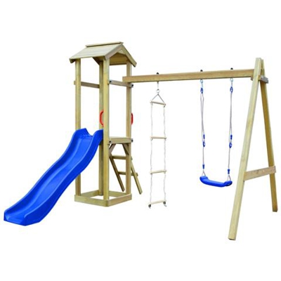 Casa Giochi Con Scivolo Scala Altalene 242x237x218 Cm Legno Fsc
