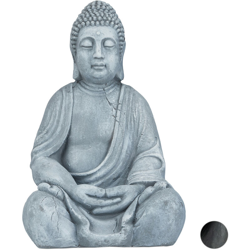 Statua del Buddha Seduto XL, 50 cm, Feng Shui, per Esterni, Decorativa, Grigio Chiaro precio