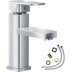 Tectake - rubinetto squadrato - miscelatore cucina, miscelatore lavabo, miscelatore bagno - grigio características