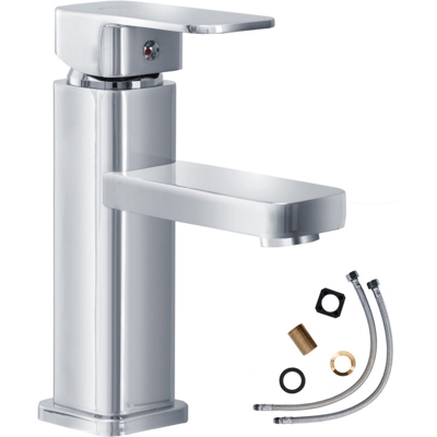 Tectake - rubinetto squadrato - miscelatore cucina, miscelatore lavabo, miscelatore bagno - grigio