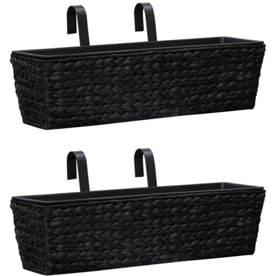 Fioriere da Giardino 2 pz in Giacinto Intrecciato Nero - Nero - Vidaxl