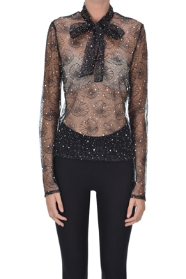 Embroidered tulle blouse