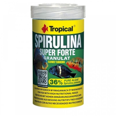Spirulina Super Forte Granulat Formato Barattolo 100ml/60gr - 36% di Spirulina - Tropical