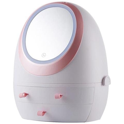 Organizer Per Trucco Ricaricabile Usb Con Luce Led A Specchio Bianca