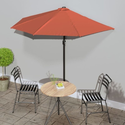 vidaXL Ombrellone Balcone Palo Alluminio Terracotta 270x135x245cm Metà - Marrone