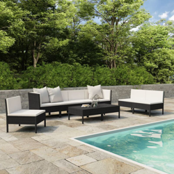 YOUTHUP Set Divani da Giardino 9 pz con Cuscini in Polyrattan Nero - Nero características