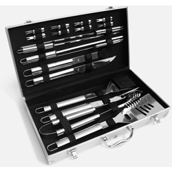 No_brand - Alice's Garden - Cassetta degli attrezzi per barbecue e plancha -18 pezzi - Grigio precio