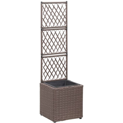 Letto Rialzato Traliccio 1 Vaso 30x30x107cm Polyrattan Marrone - Marrone - Vidaxl