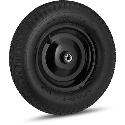 Relaxdays - Ruota per Carriola 4.80 4.00-8, ad Aria, & Cerchione in Acciaio, 3 Adattatori, Max 120 kg, Pneumatici, Nero