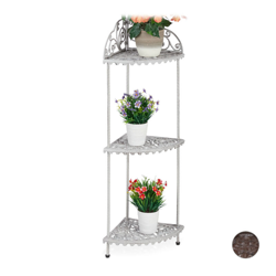 Scaffale ad Angolo, 3 Ripiani, Piante Fiori, Deco Ghisa, Design Vintage, Antico, HxLxP 106x42x31 cm, Bianco precio