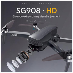 Sg908 Drone Cardanico A 3 Assi Con Fotocamera 4k Ad Alta Definizione 5g Gps Wifi Fpv Motore Brushless Quadcopter Rc Professionale | Elicotteri Rc precio