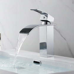 Rosmmel - Rubinetto per lavabo monocomando a cascata tipo moderno cromato per bagno en oferta