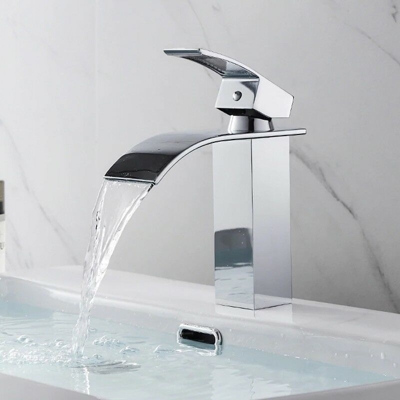Rosmmel - Rubinetto per lavabo monocomando a cascata tipo moderno cromato per bagno