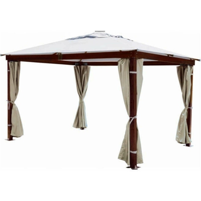 Gazebo 3 X 4 In Legno Massiccio Robusto Per Esterno Da Giardino Completo Di Pareti Laterali