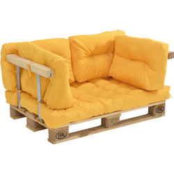 [en.casa] - Cuscini per palette - a un set di 5 - cuscino sedile + cuscino schienale [color senape] divano a palette adatto per dentro e fuori en oferta