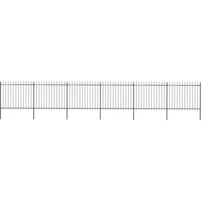 Recinzione da Giardino Punta a Lancia in Acciaio 10,2x1,5m Nera - Nero - Youthup