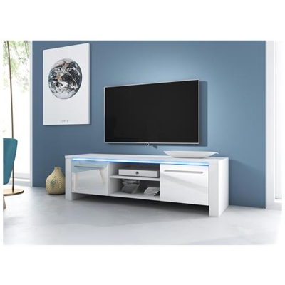 Porta Tv Moderno Canaris Bianco / bianco Vetro 140cm Led