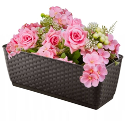 Fioriera in plastica effetto polirattan con autoirrigazione incl di sistema di montaggio 6 o 12 l 39cm - Marrone scuro en oferta