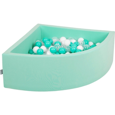 KiddyMoon 90X30cm/300 Palline Piscina Di Palline Colorate ∅7Cm Per Bambini Quarto Angolare In EU, Menta:Turchese Ch/Bianco/Trasparente