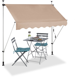 Relaxdays - Tenda da Sole, Protezione per il Balcone, Regolabile, senza Forare, a Manovella, 200 cm di Larghezza, Beige características