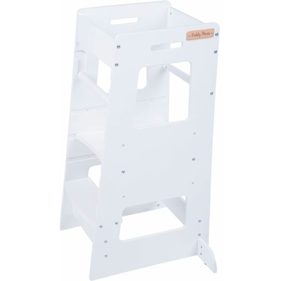 Torre Di Apprendimento In Legno Per Bambini ST-003, Compensato Legno / Bianco - Compensato legno / bianco - Kiddymoon
