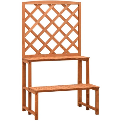 Fioriera con Traliccio Arancione 70x42x120 cm Massello di Abete - Arancione - Vidaxl