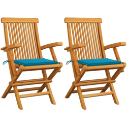 vidaXL Sedie da Giardino con Cuscini Blu 2 pz in Massello di Teak - Blu precio
