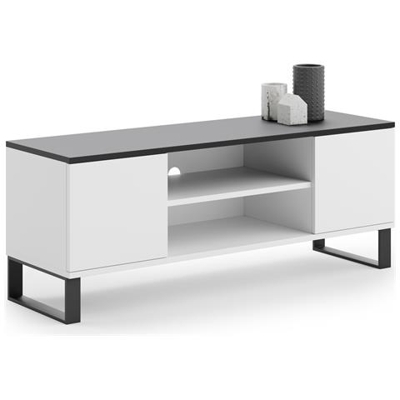 Mobile Tv Focus Tavolo Tv, Cassettiera Soppalco 155cm Loft Bianco E Nero