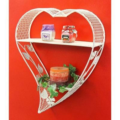 DanDiBo Scalfale a Parete Cuore in Metallo 43cm Vetrina-scaffale Consolle a Parete Scaffale Cassettiera