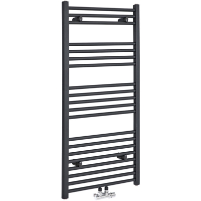 Hudson Reed Neva Scaldasalviette di Design Verticale - Termoarredo Bagno Antracite con Attacco Centrale - 728W - 1188 x 600mm