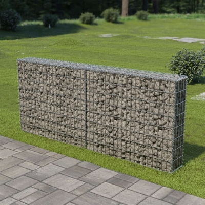 Gabbione con Copertura in Acciaio Zincato 200x20x85 cm - Argento - Vidaxl