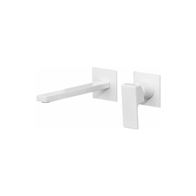 Miscelatore lavabo a parete bianco opaco Gattoni Kubik 2537/25BO | Bianco opaco - 200 mm