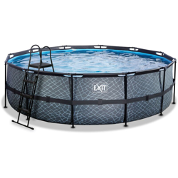 SOLO Piscina rotonda ø488x122cm con filtro a sabbia - grigio. Struttura extra spesso in acciaio nero galvanizzata e verniciata a polvere, no ruggine! precio