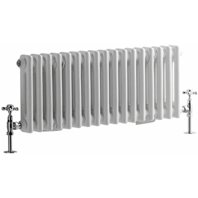 Hudson Reed Regent Radiatore Termoarredo di Design Orizzontale In Stile Ghisa - Termosifone Con Finitura Bianca - 2 x 17 Colonne - 541W - 300 x 785 x