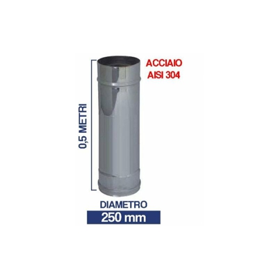 Marca - TUBO STUFA PELLET CAMINO IN ACCIAIO INOX AISI 304 PER CANNA FUMARIA CM 50 24427V 250 (19868)