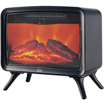 Caminetto Elettrico Stufa Stile Retro' Con Effetto Fiamma Potenza Max 1600W