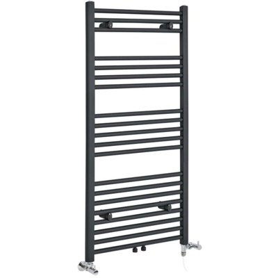 Hudson Reed Neva Scaldasalviette Misto Moderno - Termoarredo Bagno di Design Antracite - Design Elettrico & Idraulico - 728W - 1188 x 600mm