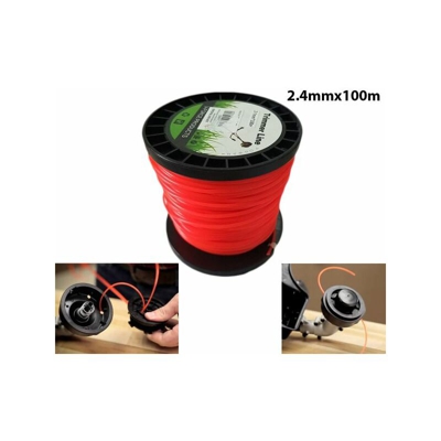 Topolenashop - FILO PER DECESPUGLIATORE TONDO 2,4mm bobina 100mt taglaerba cavo matassa ROSSO