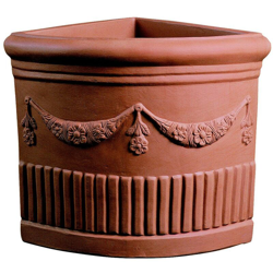 Vaso Resina Angolare Doppio Festone cm. 49 Terracotta características