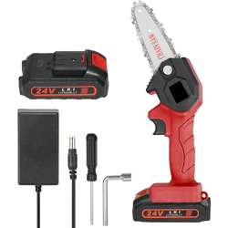Asupermall - Sega a catena rossa, standard europeo, mini batteria al litio da 24 V (una batteria e una carica) características