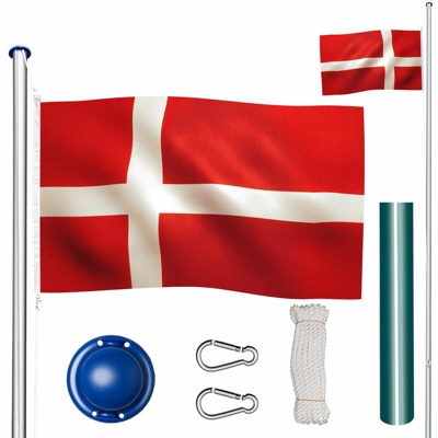 Tectake - Asta di alluminio per bandiera - asta bandiera, asta per bandiera - Danimarca