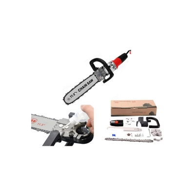 Grecoshop - Kit adattatore/convertitore smerigliatrice/flex in elettrosega/motosega con barra e catena 11,5'