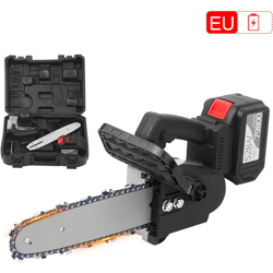 Asupermall - Sega a catena elettrica manuale con batteria al litio senza spazzole, 1 batteria 1 carica, 528TV 6m / s, piastra di guida da 10 pollici características