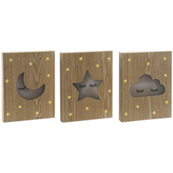 Lampada LED DKD Home Decor Notte Legno MDF (3 pcs) (20 x 3.5 x 26 cm) características
