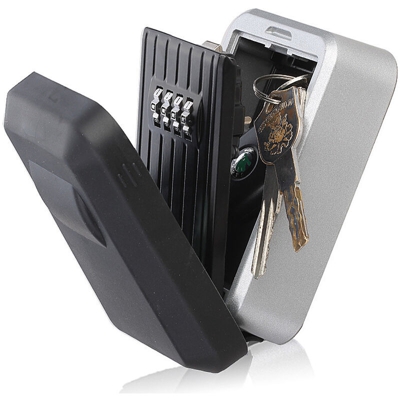 Key Lock Box Wall Mount Lega di alluminio Password a 4 cifre Cassetta di sicurezza impermeabile Custodia antifurto portatile per chiave di casa Carta