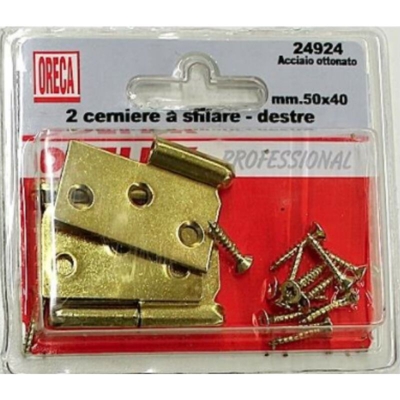 2 CERNIERE A SFILARE DESTRE 50X40MM FERRO OTTONATO - Oreca