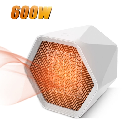 Riscaldatore spaziale Mini Riscaldatore da scrivania Mini riscaldatore esagonale personale da 600 W Riscaldatori elettrici portatili Ventilatore PTC